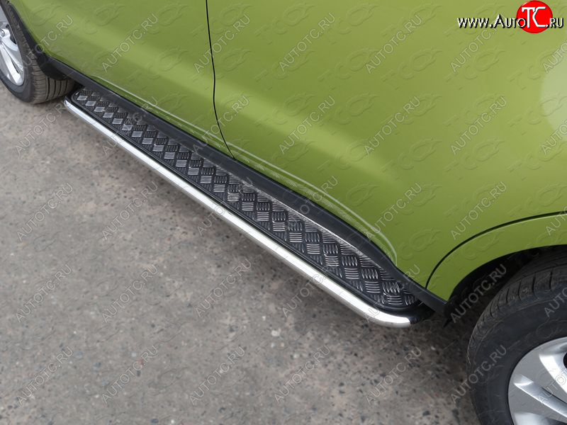 22 999 р. Пороги с площадкой 42,4 мм ТСС Тюнинг KIA Soul PS дорестайлинг (2014-2016) (серые)  с доставкой в г. Кемерово