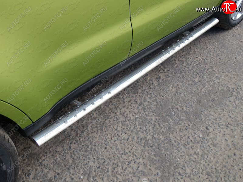 31 399 р. Пороги овальные с проступью 75х42 мм ТСС Тюнинг KIA Soul PS дорестайлинг (2014-2016) (серые)  с доставкой в г. Кемерово