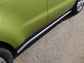 Защита порогов труба d60,3 мм ТСС Тюнинг KIA Soul PS дорестайлинг (2014-2016) (серые)