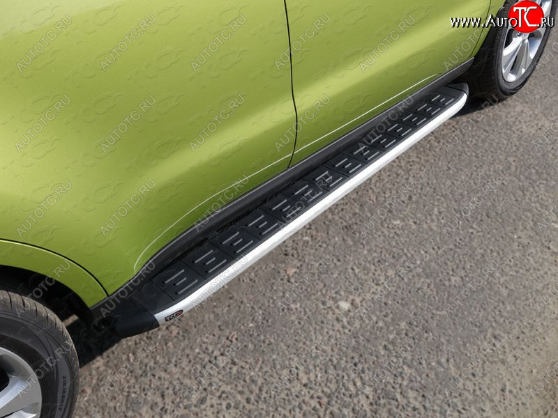20 599 р. Пороги алюминиевые с пластиковой накладкой ТСС Тюнинг  KIA Soul  PS (2014-2016) дорестайлинг (серые)  с доставкой в г. Кемерово