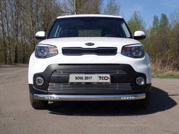 Защита переднего бампера нижняя овальная с ДХО 75х42 мм ТСС Тюнинг KIA Soul PS рестайлинг (2017-2019) ()