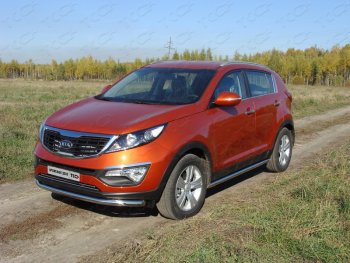 Защита порогов труба d60,3 мм ТСС Тюнинг KIA Sportage  3 SL (2010-2014) дорестайлинг (серые)