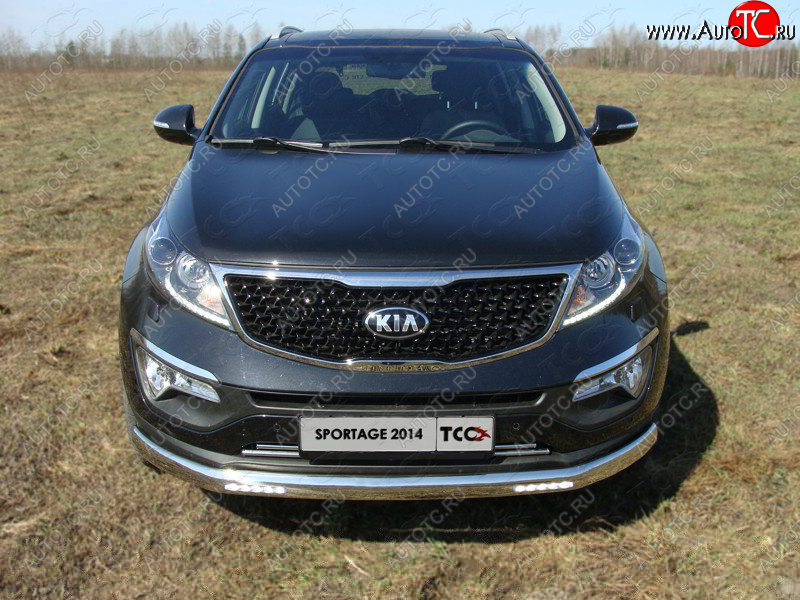 7 349 р. Декоративная вставка переднего бампера ТСС Тюнинг  KIA Sportage  3 SL (2014-2016) рестайлинг (d 16 мм)  с доставкой в г. Кемерово