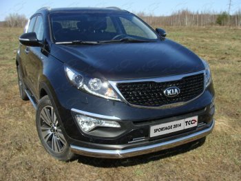 Защита переднего бампера нижняя овальная 75х42 мм ТСС Тюнинг KIA Sportage  3 SL (2014-2016) рестайлинг (нержавейка)