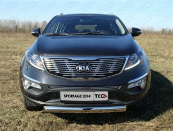 Верхняя декоративная вставка решетки радиатора ТСС Тюнинг KIA Sportage  3 SL (2014-2016) рестайлинг (d 12 мм)