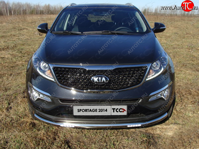 36 299 р. Защита переднего бампера нижняя с ДХО 60,3 мм ТСС Тюнинг  KIA Sportage  3 SL (2014-2016) рестайлинг (нержавейка)  с доставкой в г. Кемерово