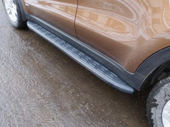 Пороги алюминиевые с пластиковой накладкой ТСС Тюнинг KIA Sportage  4 QL (2016-2018) дорестайлинг (карбон черные)