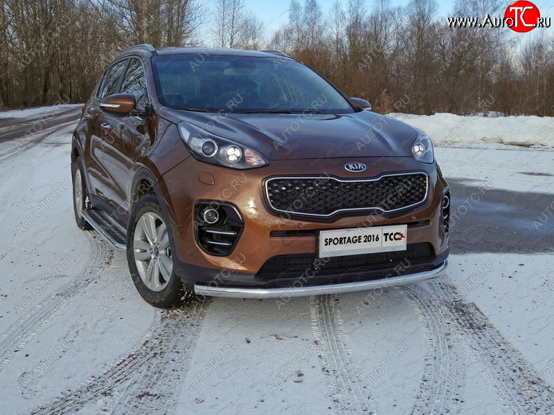 18 999 р. Защита переднего бампера нижняя d60,3 мм ТСС Тюнинг  KIA Sportage  4 QL (2016-2018) дорестайлинг (нержавейка)  с доставкой в г. Кемерово