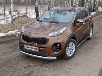 Защита переднего бампера нижняя овальная 75х42 мм ТСС Тюнинг KIA Sportage  4 QL (2016-2018) дорестайлинг (нержавейка)