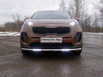 Защита переднего бампера нижняя с ДХО 60,3 мм ТСС Тюнинг KIA Sportage  4 QL (2016-2018) дорестайлинг (нержавейка)
