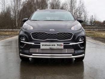 7 349 р. Декоративная вставка переднего бампера ТСС Тюнинг  KIA Sportage  4 QL (2018-2022) рестайлинг (d 12 мм)  с доставкой в г. Кемерово. Увеличить фотографию 1