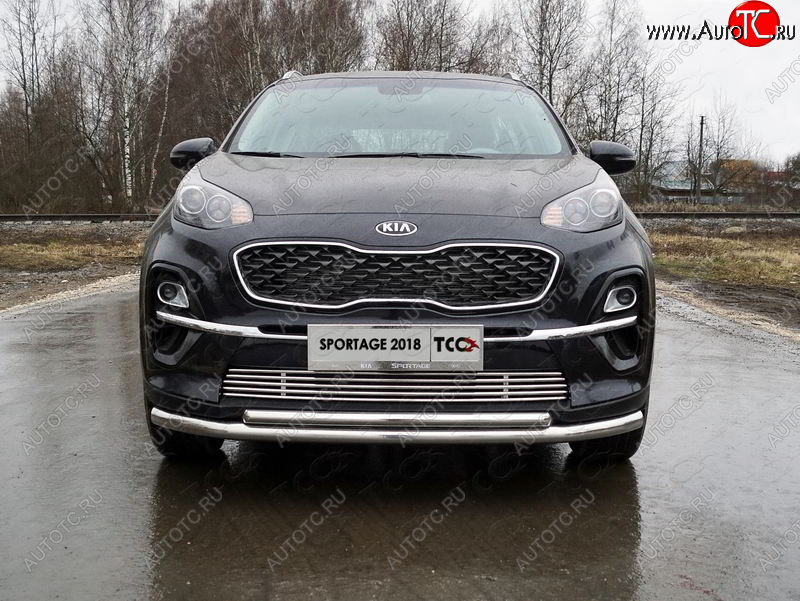 7 349 р. Декоративная вставка переднего бампера ТСС Тюнинг  KIA Sportage  4 QL (2018-2022) рестайлинг (d 12 мм)  с доставкой в г. Кемерово