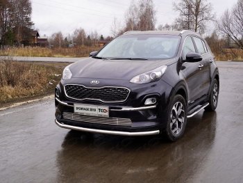 18 999 р. Защита переднего бампера нижняя d60,3 мм ТСС Тюнинг  KIA Sportage  4 QL (2018-2022) рестайлинг (нержавейка)  с доставкой в г. Кемерово. Увеличить фотографию 1