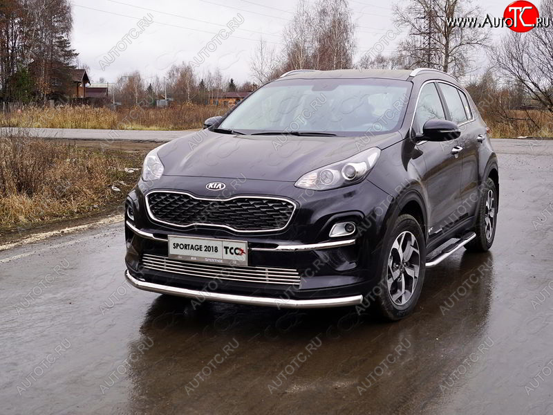 18 999 р. Защита переднего бампера нижняя d60,3 мм ТСС Тюнинг  KIA Sportage  4 QL (2018-2022) рестайлинг (нержавейка)  с доставкой в г. Кемерово