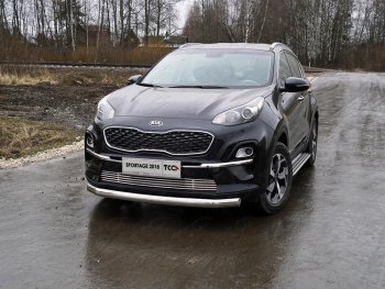 Защита переднего бампера нижняя овальная 75х42 мм ТСС Тюнинг KIA Sportage  4 QL (2018-2022) рестайлинг (нержавейка)