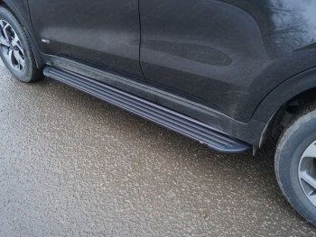 Пороги алюминиевые Slim Line ТСС Тюнинг KIA Sportage  4 QL (2018-2022) рестайлинг (Black)