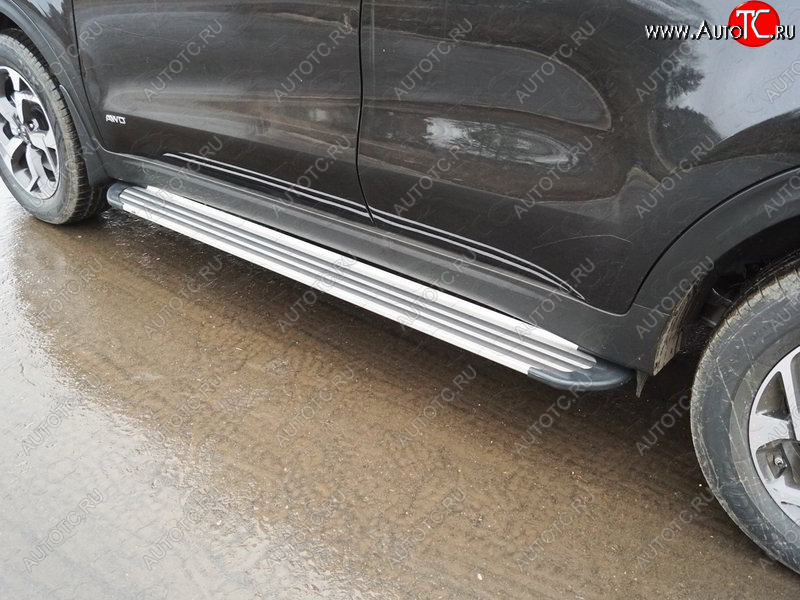 20 599 р. Пороги алюминиевые Slim Line ТСС Тюнинг  KIA Sportage  4 QL (2018-2022) рестайлинг (Silver)  с доставкой в г. Кемерово