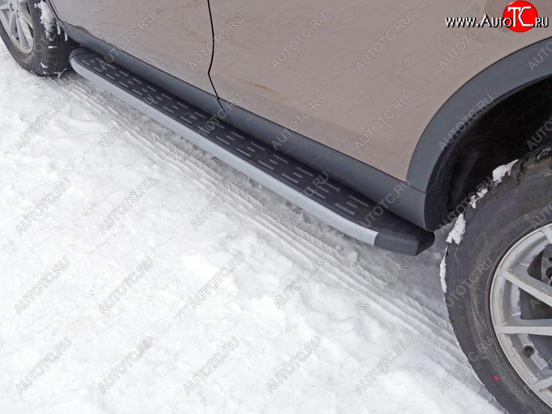 21 999 р. Пороги алюминиевые с пластиковой накладкой, ТСС Тюнинг  Land Rover Discovery Sport  L550 (2014-2019) дорестайлинг (карбон серебро)  с доставкой в г. Кемерово