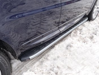 Пороги алюминиевые с пластиковой накладкой ТСС Тюнинг Land Rover Range Rover Sport  2 L494 (2013-2017) дорестайлинг (серые)