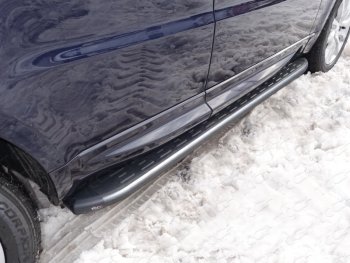 Пороги алюминиевые с пластиковой накладкой ТСС Тюнинг Land Rover Range Rover Sport  2 L494 (2013-2017) дорестайлинг (карбон серые)
