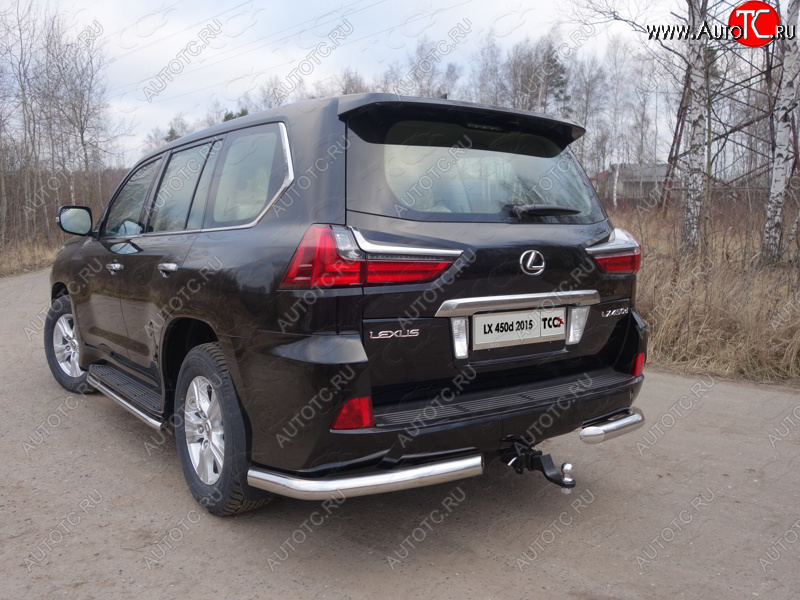 21 999 р. Защита задняя (уголки, нержавейка 76,1 мм) ТСС Тюнинг  Lexus LX450d  J200 - LX570  J200  с доставкой в г. Кемерово
