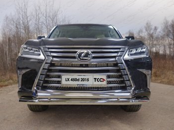 Защита передняя нижняя двойная 76,1*50,8 мм кроме F-Sport Тюнинг Lexus LX450d J200 2-ой рестайлинг (2015-2022) (нержавейка)