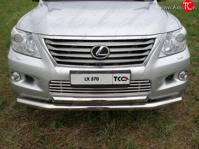 30 899 р. Защита переднего бампера нижняя d76,1*60,3 мм ТСС Тюнинг  Lexus LX570  J200 (2007-2012) дорестайлинг (нержавейка)  с доставкой в г. Кемерово