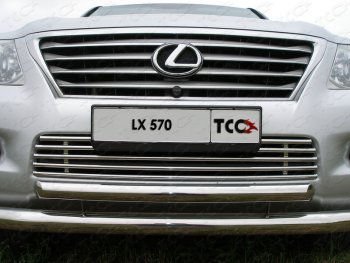 Декоративная вставка переднего бампера (кроме F-Sport) ТСС Тюнинг Lexus LX570  J200 (2007-2012) дорестайлинг (d 16 мм)