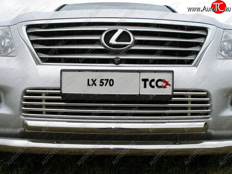11 749 р. Декоративная вставка переднего бампера (кроме F-Sport) ТСС Тюнинг  Lexus LX570  J200 (2007-2012) дорестайлинг (d 16 мм)  с доставкой в г. Кемерово