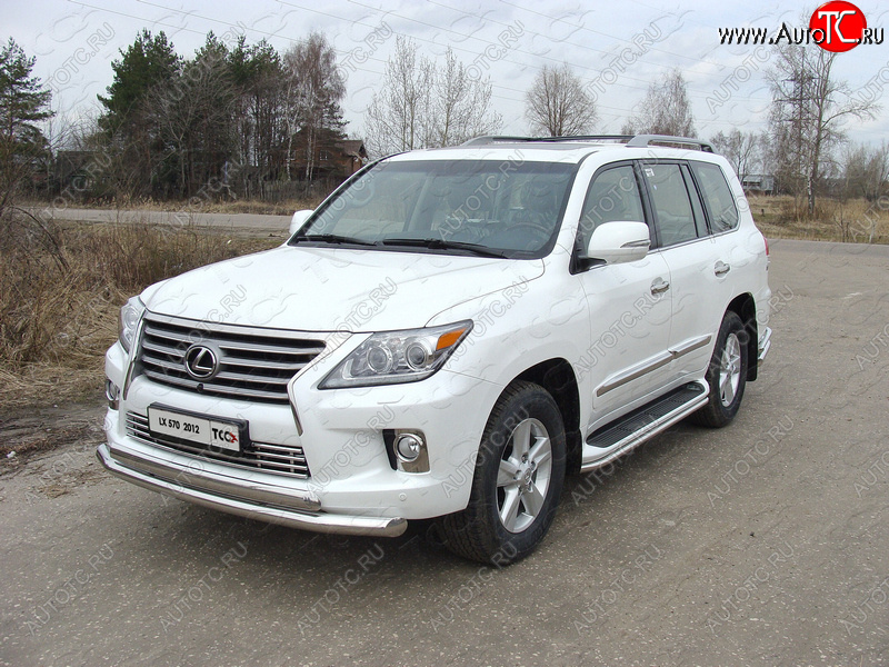 11 749 р. Декоративная вставка переднего бампера (кроме F-Sport) ТСС Тюнинг  Lexus LX570  J200 (2012-2015) 1-ый рестайлинг (d 16 мм)  с доставкой в г. Кемерово