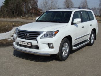 Защита переднего бампера нижняя овальная длинная 75*42 мм ТСС Тюнинг Lexus LX570 J200 1-ый рестайлинг (2012-2015) (нержавейка)