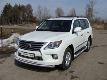 Защита передняя нижняя двойная 76,1*50,8 мм кроме F-Sport Тюнинг Lexus LX570 J200 1-ый рестайлинг (2012-2015) (нержавейка)