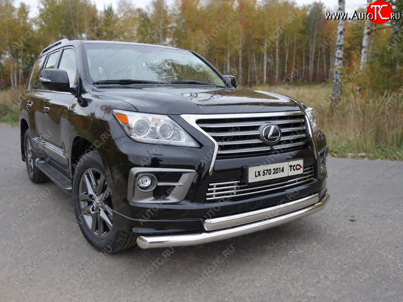 36 299 р. Защита передняя нижняя двойная 76,1*75 мм Sport Тюнинг  Lexus LX570  J200 (2012-2015) 1-ый рестайлинг (нержавейка)  с доставкой в г. Кемерово