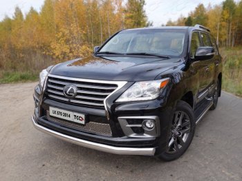 Защита передняя нижняя овальная длинная 75х42 мм Sport ТСС Тюнинг Lexus LX570 J200 1-ый рестайлинг (2012-2015) (нержавейка)
