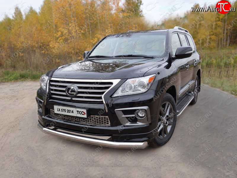 26 499 р. Защита переднего бампера нижняя 76,1 мм ТСС Тюнинг Lexus LX570 J200 1-ый рестайлинг (2012-2015) (нержавейка)  с доставкой в г. Кемерово