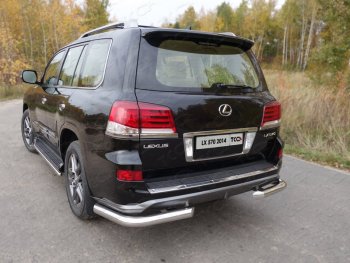 Защита задняя (уголки, нержавейка 76,1 мм) ТСС Тюнинг Lexus LX570  J200 (2012-2015) 1-ый рестайлинг
