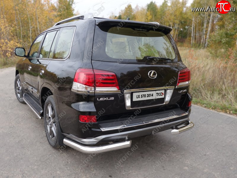 26 499 р. Защита задняя (уголки, нержавейка 76,1 мм) ТСС Тюнинг  Lexus LX570  J200 (2012-2015) 1-ый рестайлинг  с доставкой в г. Кемерово