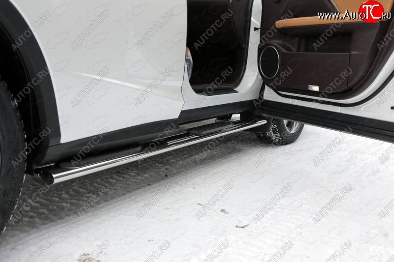 43 949 р. Пороги овальные с накладкой 120х60 мм кроме F-Sport ТСС Тюнинг Lexus RX350 AL20 дорестайлинг (2015-2019) (серые)  с доставкой в г. Кемерово