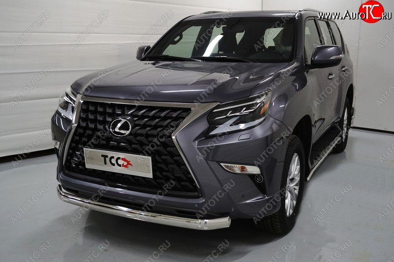 23 899 р. Защита переднего бампера нижняя овальная 75х42 мм ТСС Тюнинг  Lexus GX460  J150 (2019-2022) 2-ой рестайлинг (нержавейка)  с доставкой в г. Кемерово