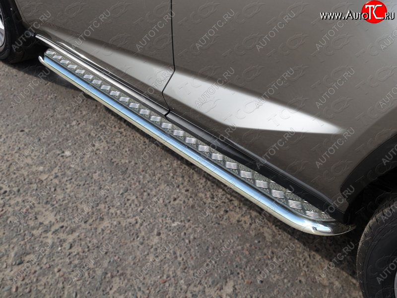 27 849 р. Пороги с площадкой 42,4 мм кроме F-Sport ТСС Тюнинг  Lexus NX300h  Z10 (2014-2017) дорестайлинг (серые)  с доставкой в г. Кемерово