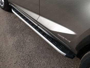 Пороги алюминиевые с пластиковой накладкой кроме F-Sport ТСС Тюнинг Lexus NX300h  Z10 (2014-2017) дорестайлинг (серые)