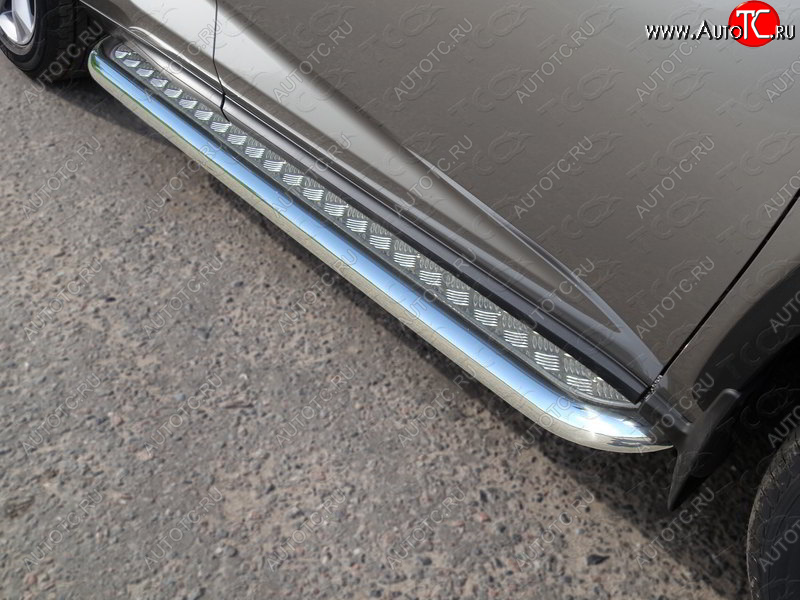 31 999 р. Пороги с площадкой 60,3 мм кроме F-Sport ТСС Тюнинг Lexus NX200 Z10 дорестайлинг (2014-2017) (серые)  с доставкой в г. Кемерово