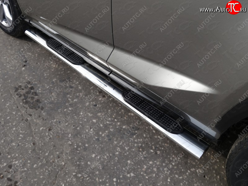38 799 р. Пороги овальные с накладкой 120х60 мм кроме F-Sport ТСС Тюнинг Lexus NX200T Z10 (2014-2017) (серые)  с доставкой в г. Кемерово