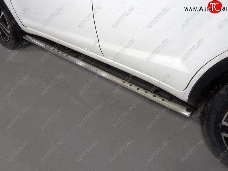 31 399 р. Пороги овальные с проступью 75х42 мм ТСС Тюнинг  Lifan X60 (2016-2025) 2-ой рестайлинг (серые)  с доставкой в г. Кемерово