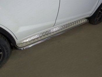 Пороги с площадкой 42,4 мм ТСС Тюнинг Lifan X60 2-ой рестайлинг (2016-2025) (серые)