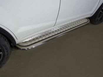 Пороги с площадкой 75х42 мм ТСС Тюнинг Lifan X60 2-ой рестайлинг (2016-2025) (серые)