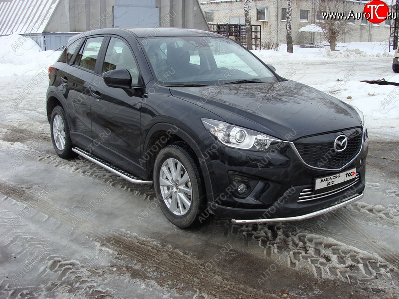 14 699 р. Защита переднего бампера нижняя d42,4 мм ТСС Тюнинг  Mazda CX-5  KE (2011-2014) дорестайлинг (нержавейка)  с доставкой в г. Кемерово