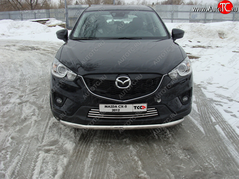 17 649 р. Защита переднего бампера нижняя d60,3 мм ТСС Тюнинг  Mazda CX-5  KE (2011-2014) дорестайлинг (нержавейка)  с доставкой в г. Кемерово