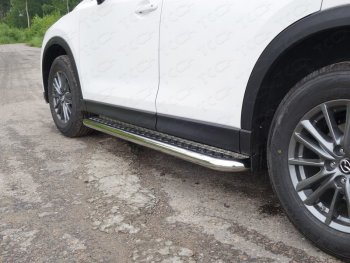 Пороги с площадкой 60,3 мм ТСС Тюнинг Mazda CX-5 KE дорестайлинг (2011-2014) (серые)
