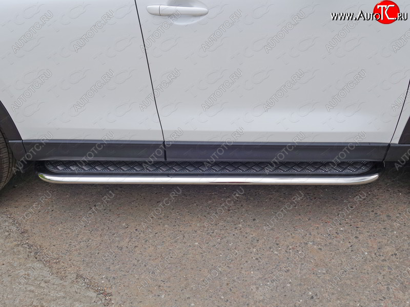 37 649 р. Пороги с площадкой 75х42 мм ТСС Тюнинг Mazda CX-5 KE дорестайлинг (2011-2014) (серые)  с доставкой в г. Кемерово